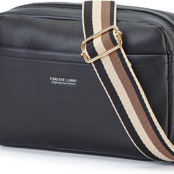 Vegan Leather Women's Crossbody Bag, Shoulder Purse with Wide Strap & Multi-Comp - Picture 1 of 6